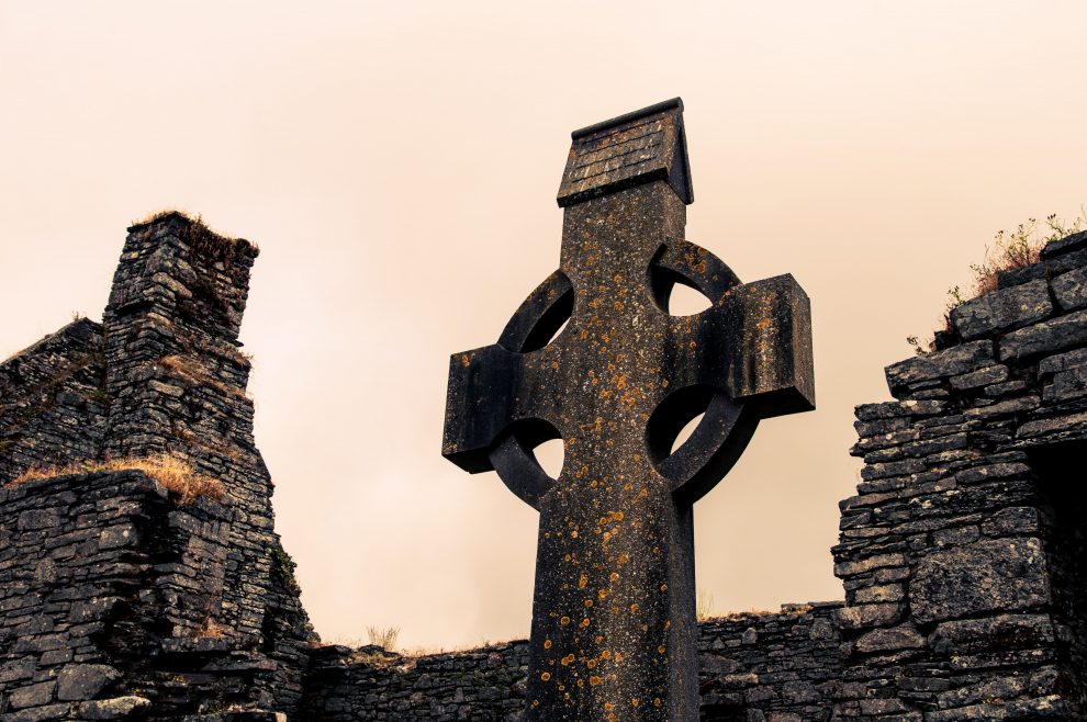 lichened-celtic-cross