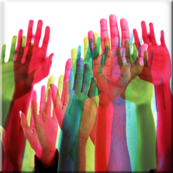 multicolored-hands-raised