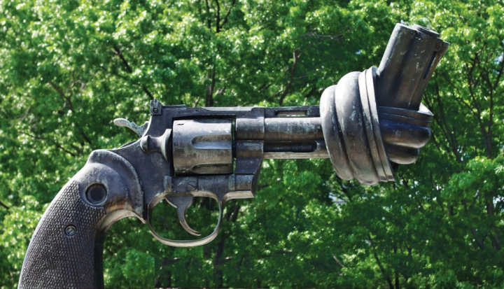 sculpture-of-a-gun-with-end-twisted