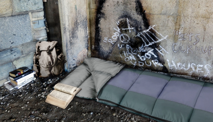 sleeping-bag-in-alley