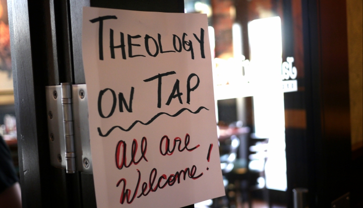 sign-that-says-theology-on-tap-all-are-welcome