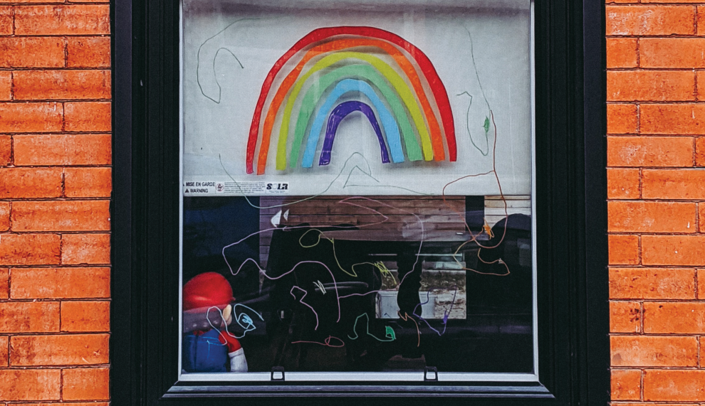 window-with-drawing-of-rainbow-in-it