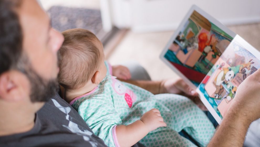 father-and-baby-read-board-book
