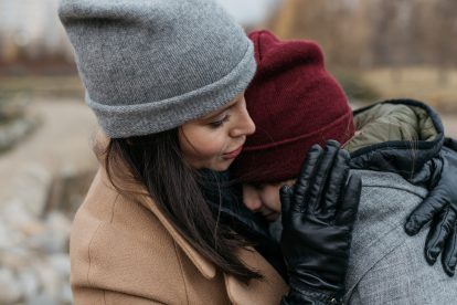 Mother comforting her daughter