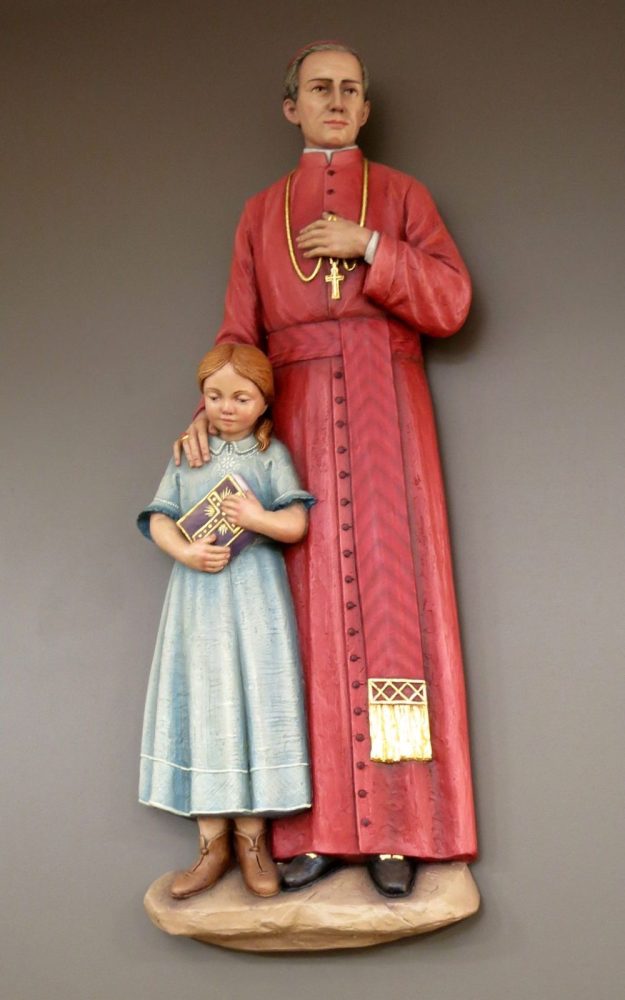 statue-saint-john-neumann-with-school-girl