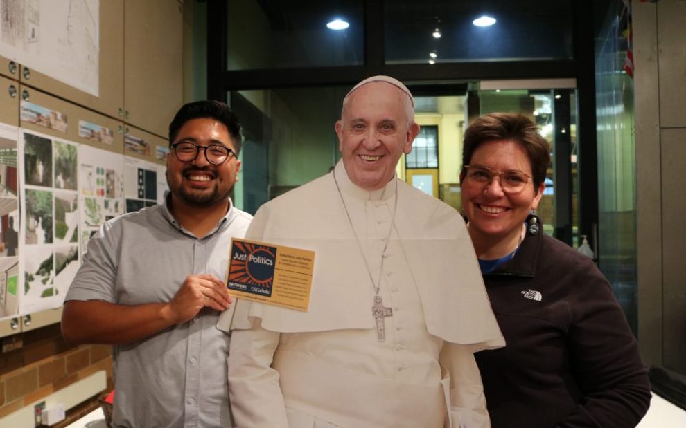 just-politics-hosts-colin-and-eilis-with-pope-francis-cardboard-cutout
