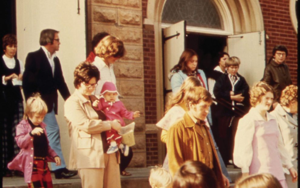 vintage-photo-families-leaving-church