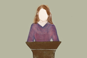 faceless-woman-at-podium