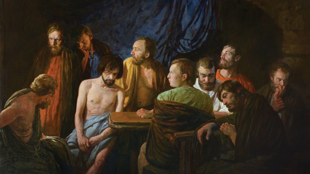 The apostles waiting in the upper room