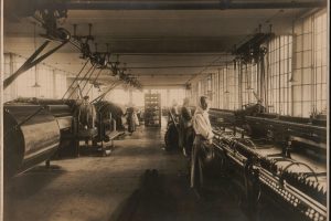 weaving machines in a textile factory