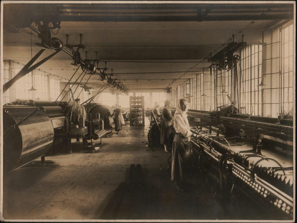 weaving machines in a textile factory