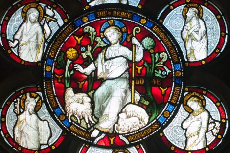 Stained glass of Christ the Good Shepherd
