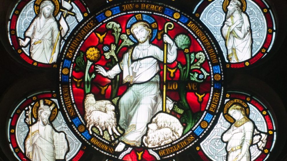 Stained glass of Christ the Good Shepherd