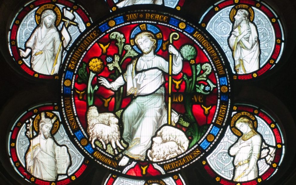Stained glass of Christ the Good Shepherd
