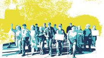 Elder activists at protest, posterized art