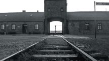 Black and white photo of Auschwitz