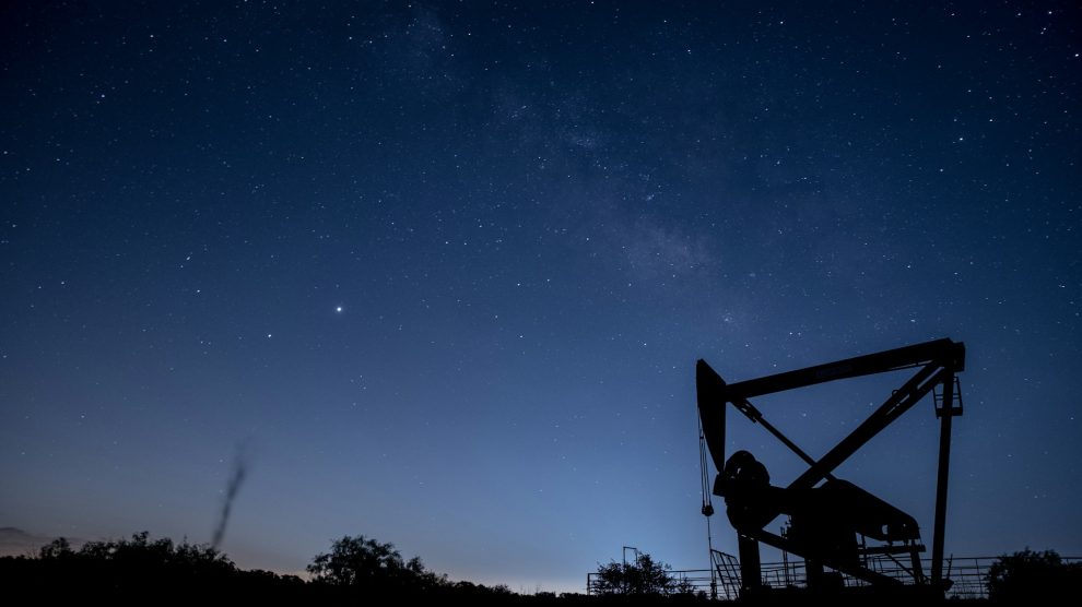 Drilling oil at night