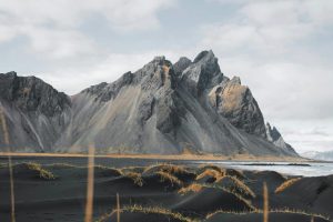 Mountains by shore in Iceland