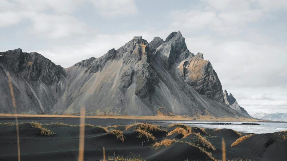 Mountains by shore in Iceland