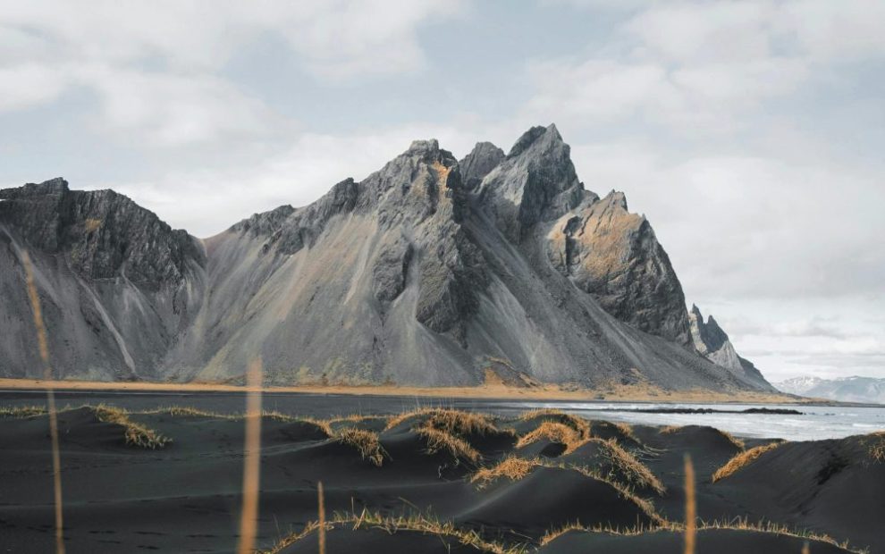 Mountains by shore in Iceland