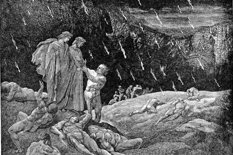 Dante in the inferno, illustration by Gustave Dore