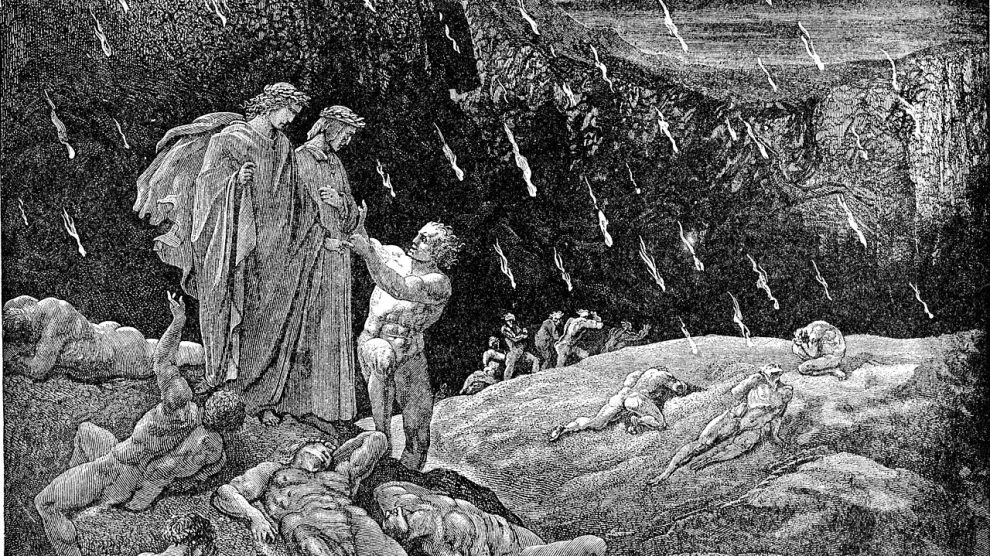 Dante in the inferno, illustration by Gustave Dore