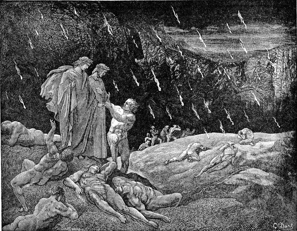 Dante in the inferno, illustration by Gustave Dore