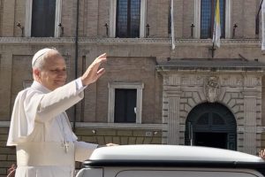 Pope Leo XIV in popemobile