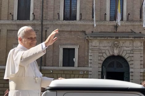 Pope Leo XIV in popemobile