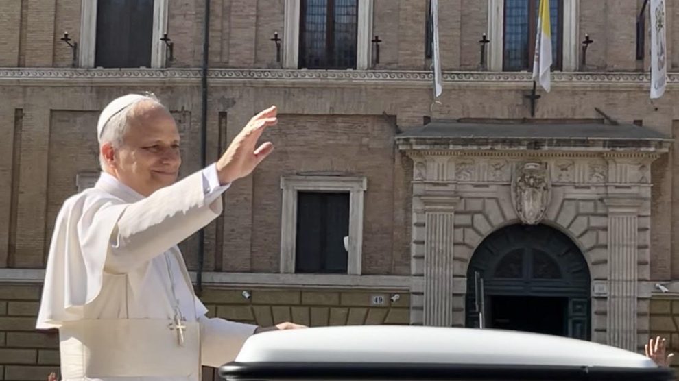 Pope Leo XIV in popemobile