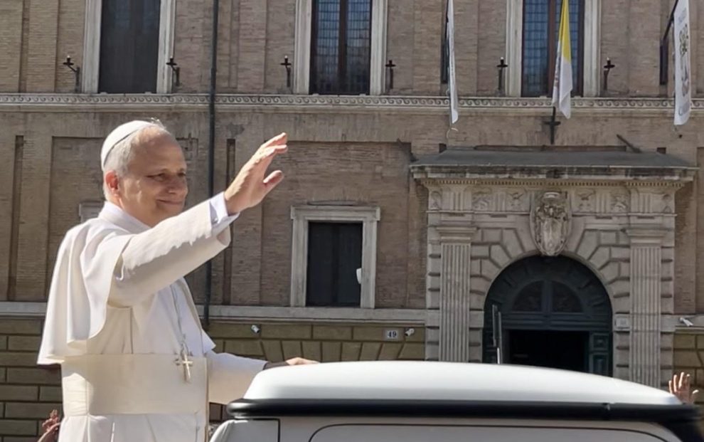 Pope Leo XIV in popemobile