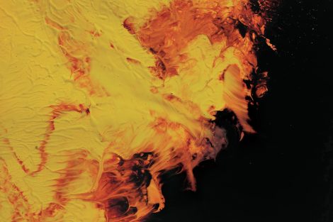 Abstract orange and black painting