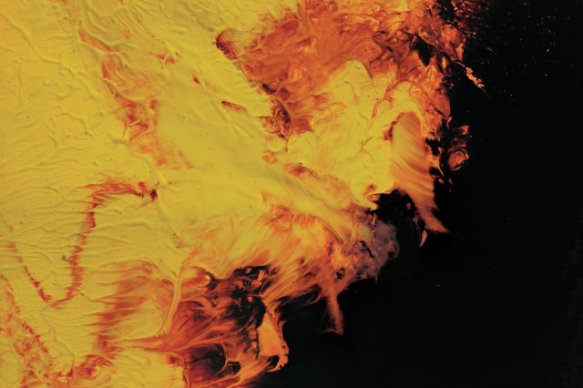 Abstract orange and black painting
