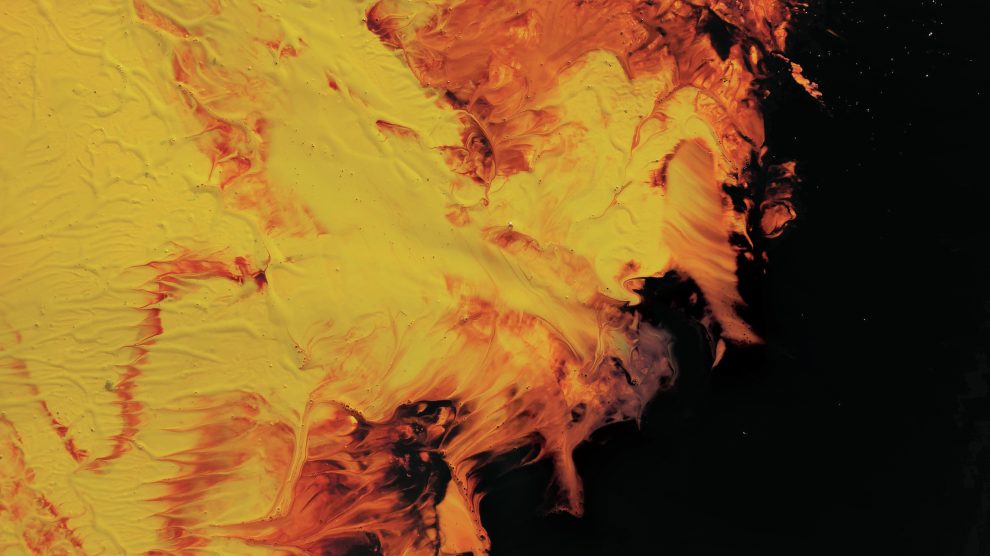 Abstract orange and black painting