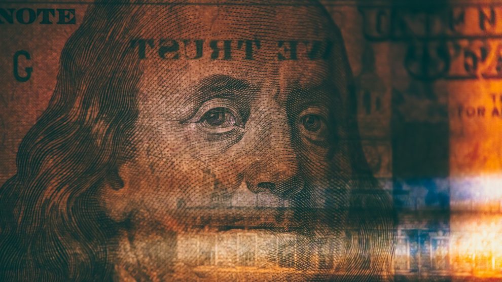 Hundred dollar bill close up