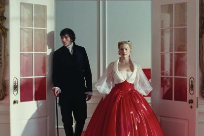 Still from Wuthering Heights with Margot Robbie and Jacob Elordi