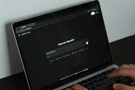 Laptop showing AI chatbot prompt