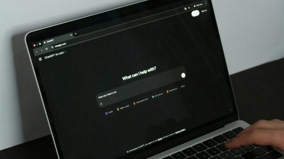 Laptop showing AI chatbot prompt