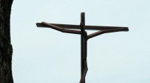 Minimalist sculpture of a crucifix