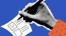 Hand checking a box on a ballot