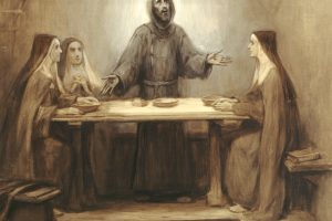 St. Francis at table with Franciscan sisters
