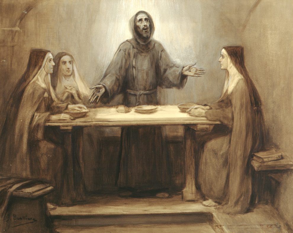St. Francis at table with Franciscan sisters