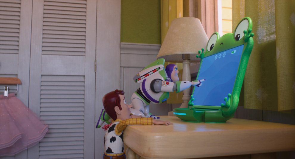 Buzz Lightyear, Woody, and Lilypad in Toy Story 5