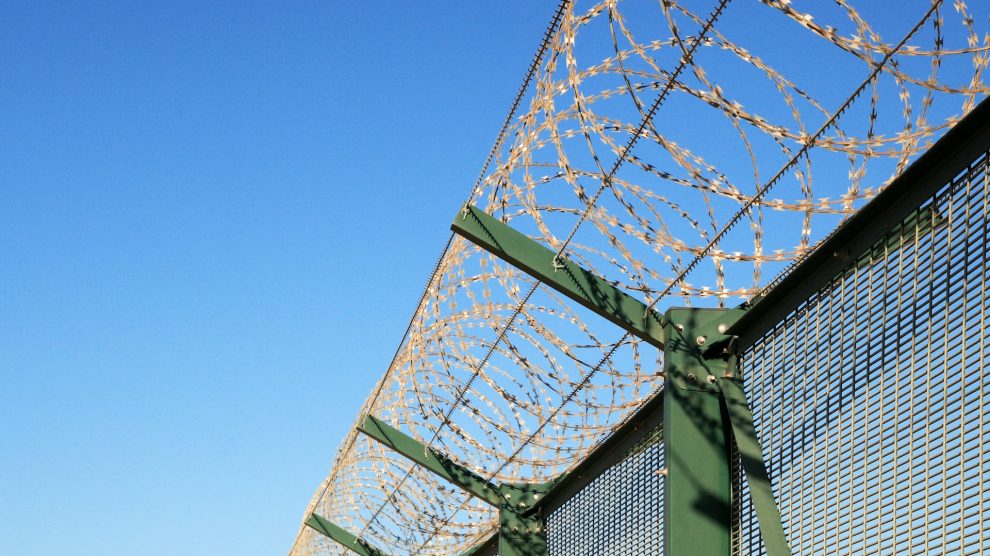 Barbed wire fence