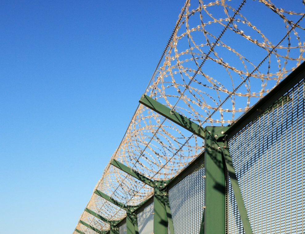 Barbed wire fence
