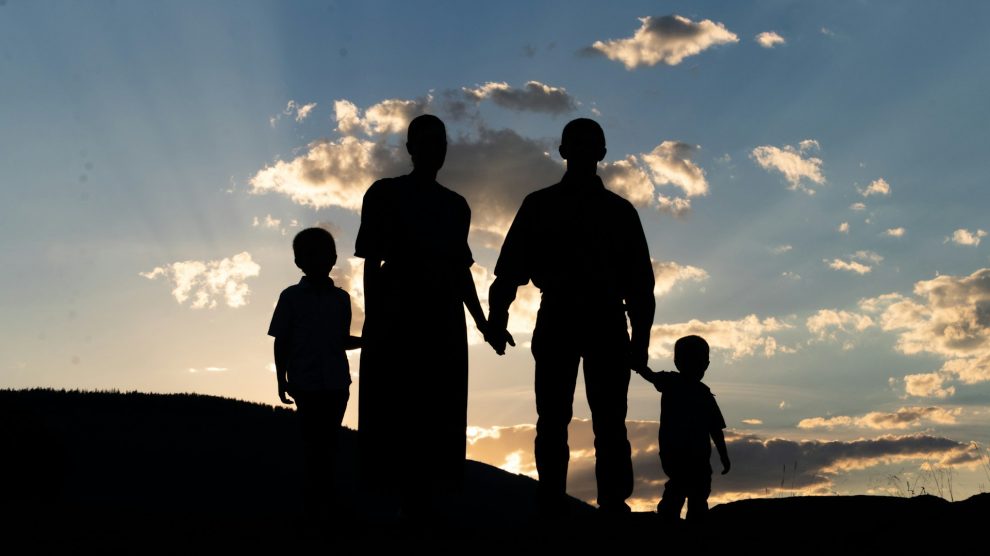 silhouette of a nuclear family
