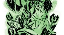 Eve and the serpent in the garden of Eden