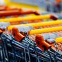 Line of locked-up shopping carts