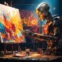 Ai-generated image of a robot painting