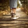 person walking on a wooden path
